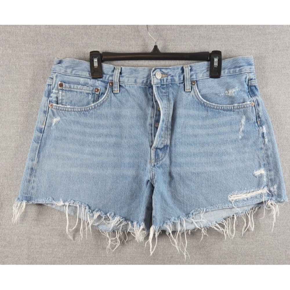 Agolde Parker Cutoff Denim Shorts Distressed Womens 32 Boho Button Fly